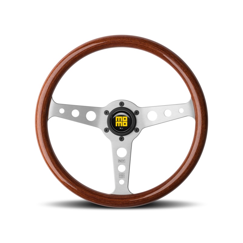 Momo Indy Steering Wheel 350 mm - Magoany Wood/Brshd Spokes
