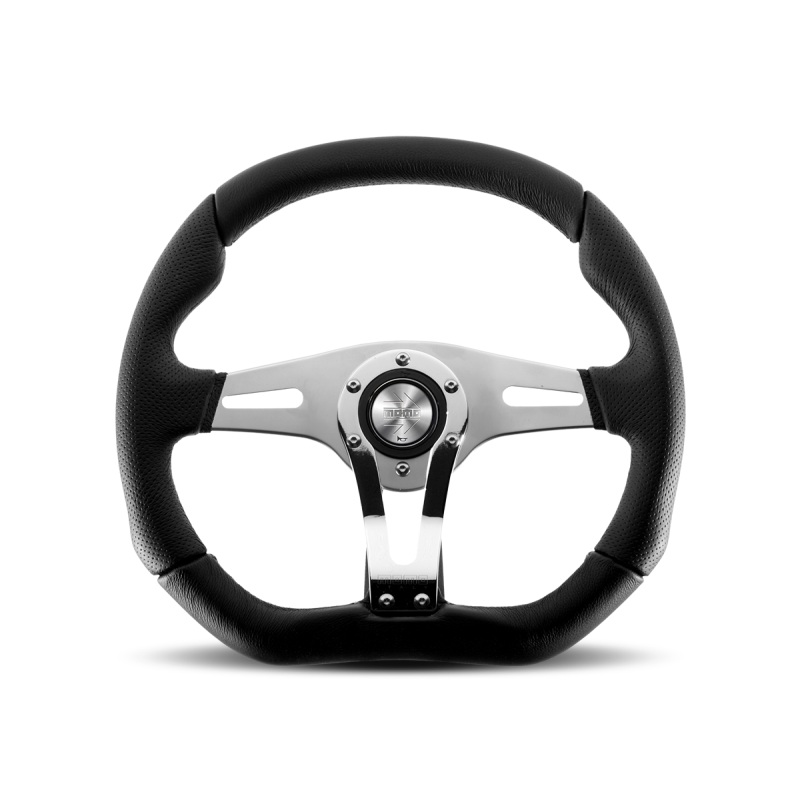 Momo Trek RSteering Wheel - Trek R/350 mm mmeter -  Black AirLeather/Brshd Al Spokes