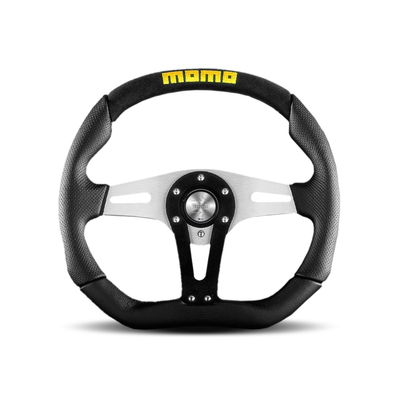 Momo Trek Steering Wheel 350 mm - Black AirLeather/Brshd Al Spokes