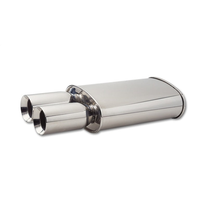 Vibrant StreetPower Turbo Oval Muff w/ Dual 3.5in Round Tips Straight Cut Bev Edge 3in inlet I.D.