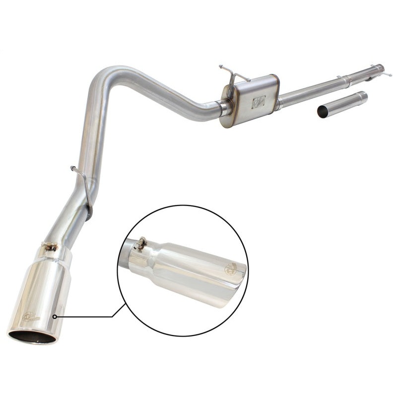 aFe MACHForce XP Exhaust 3in-3.5in SS Single Side Ext CB w/ Polish Tip 99-04 Ford F-250 V8 5.4L/6.8L