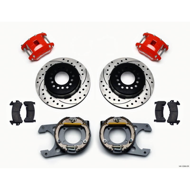 Wilwood D154 P/S P-B Kit Drilled-Red Chevy C-10 2.42 Offset 5-lug