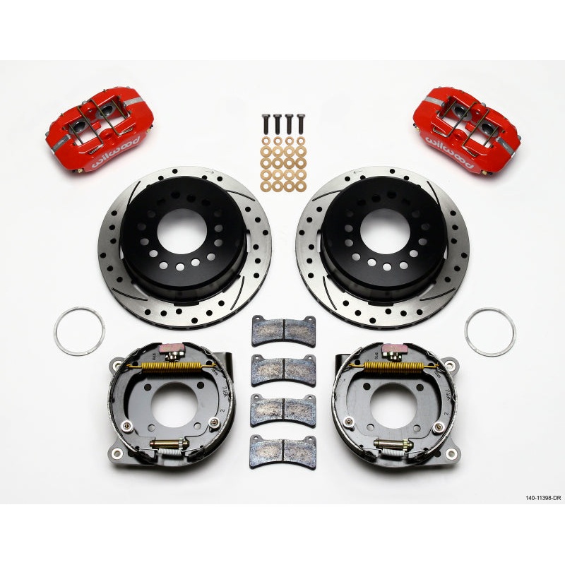 Wilwood Dynapro Low-Profile 11.00in P-Brake Kit Drill-Red Chevy 12 Bolt 2.75in Off w/ C-Clips