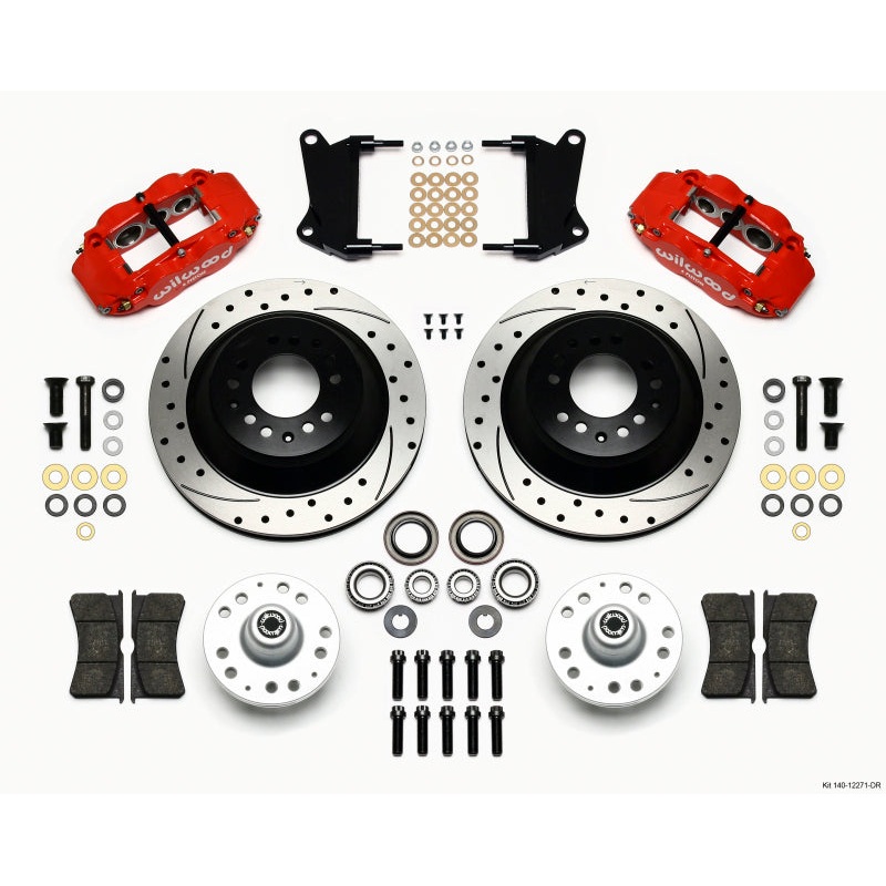 Wilwood Narrow Superlite 6R Front Hub & 1PC Rtr Kit 12.88in Dril -Red 67-69 Camaro 64-72 Nova