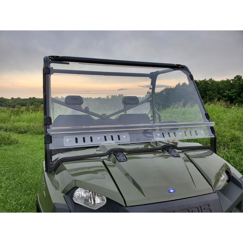 Polaris Ranger Crew 1000 - 2 Pc Scratch-Resistant Windshield w/Vent and Clamp Options