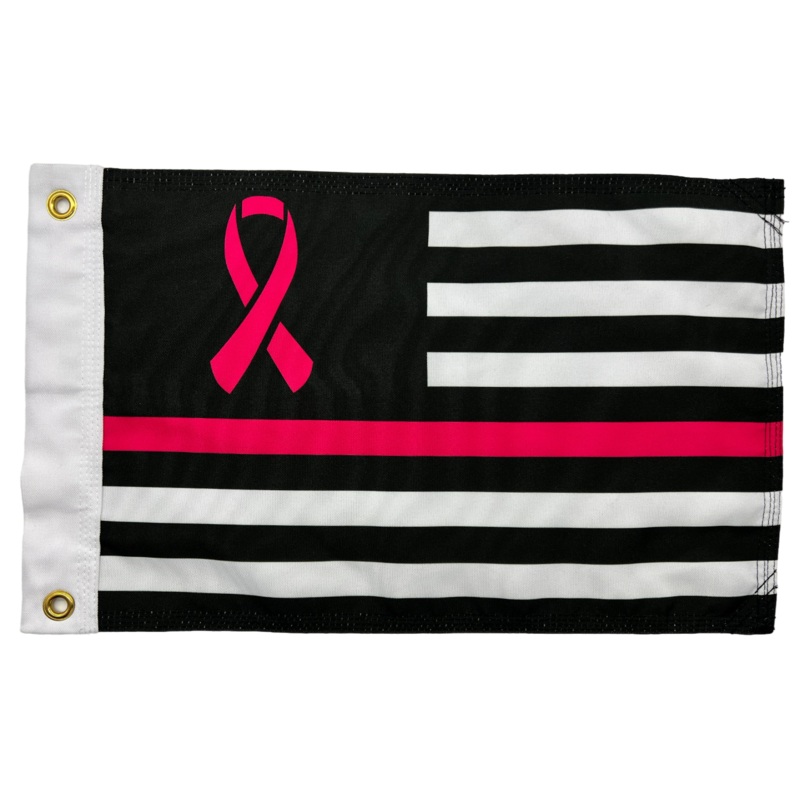 Pink Ribbon FLAG 12"x18" Double Sided Grommet Flag