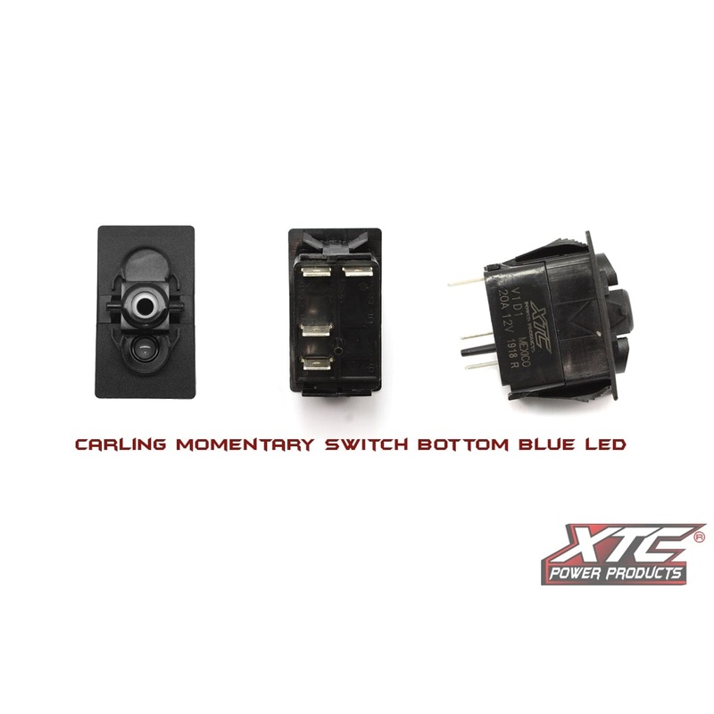 XTC SPST Momentary Carling Switch with Blue Bottom LED