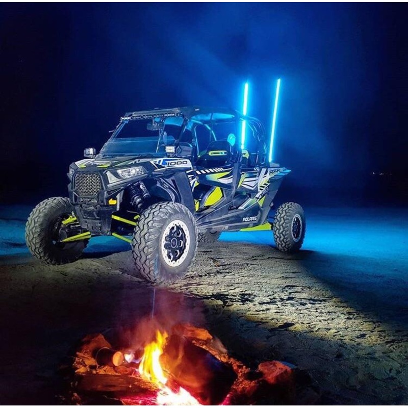 5' RGB Multicolor Lighted Whip With Quick Release Base & Remote