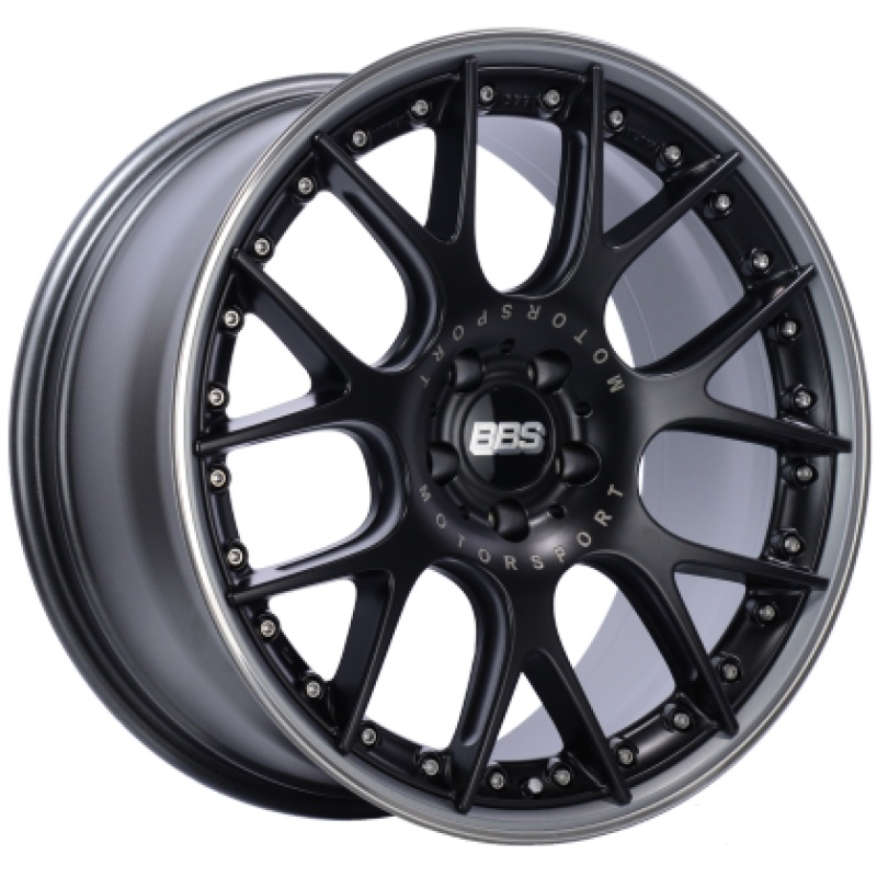 BBS CH-RII 20x9 5x112 ET30 CB66.5 Satin Black Center Platinum Lip Stainless Steel Rim Prot Wheel