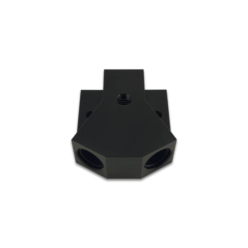Vibrant Billet Aluminum Y-Block Fitting with 1/8in NPT Port -8AN x Dual -8AN ORB