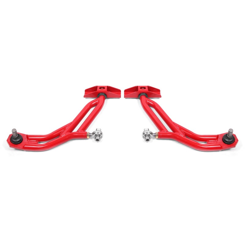 BMR 10-14 Ford Mustang Adj. Lower A-Arms Delrin/Rod End w/ 19mm STD. Ball Joint - Red