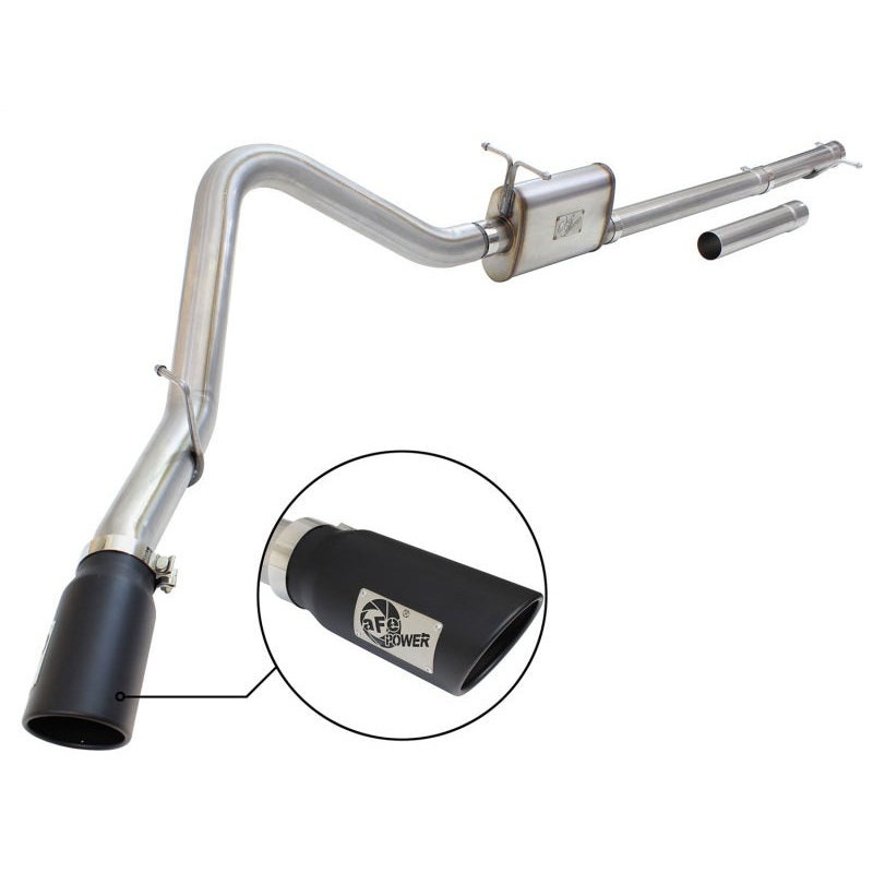 aFe MACHForce XP Exhaust 3in-3.5in SS Single Side Ext CB w/ Black Tip 99-04 Ford F150 V8 5.4L/6.8L