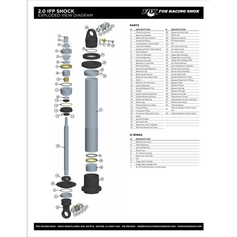 Fox B/O Dia. 0.620 Shaft 1.750 Tlg MCU Black