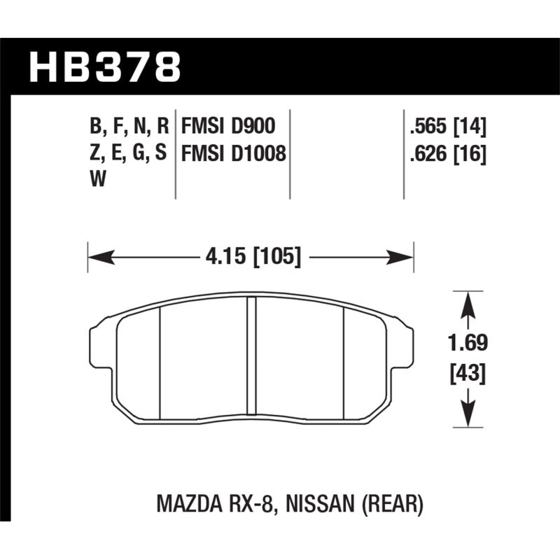 Hawk 03-07 RX8 Blue Race Rear Brake Pads D1008