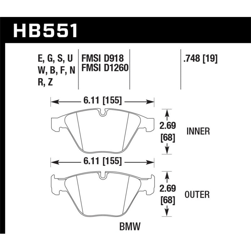 Hawk 2011 BMW 1 Series M 3.0L Base Front ER-1 Brake Pads