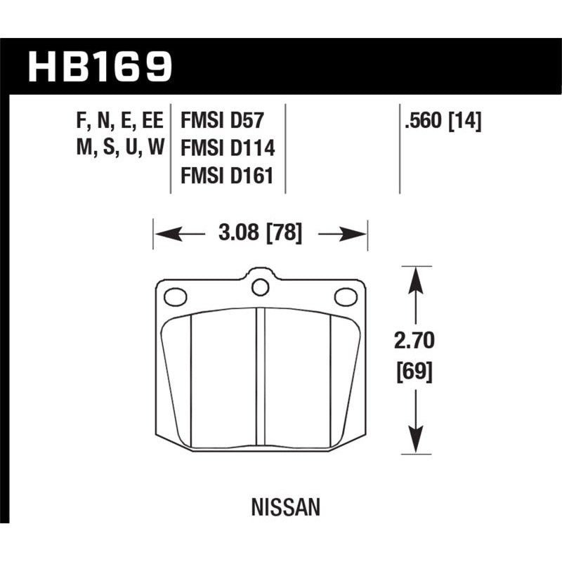 Hawk Nissan 810/240Z/260Z/280Z/620 / Toyota Corona/Cressida/Crown/PU DTC-70 Front Race Brake Pads