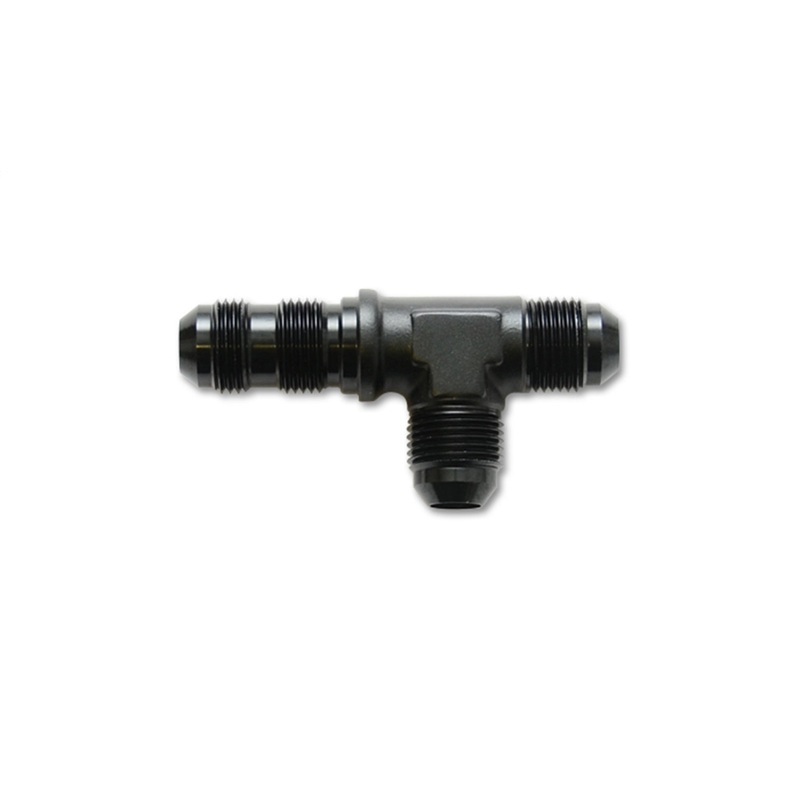 Bulkhead Adapter Tee on Run Fitting; Size: -4AN; 6061 Aluminum; Anodized Black; - CFRI736074262