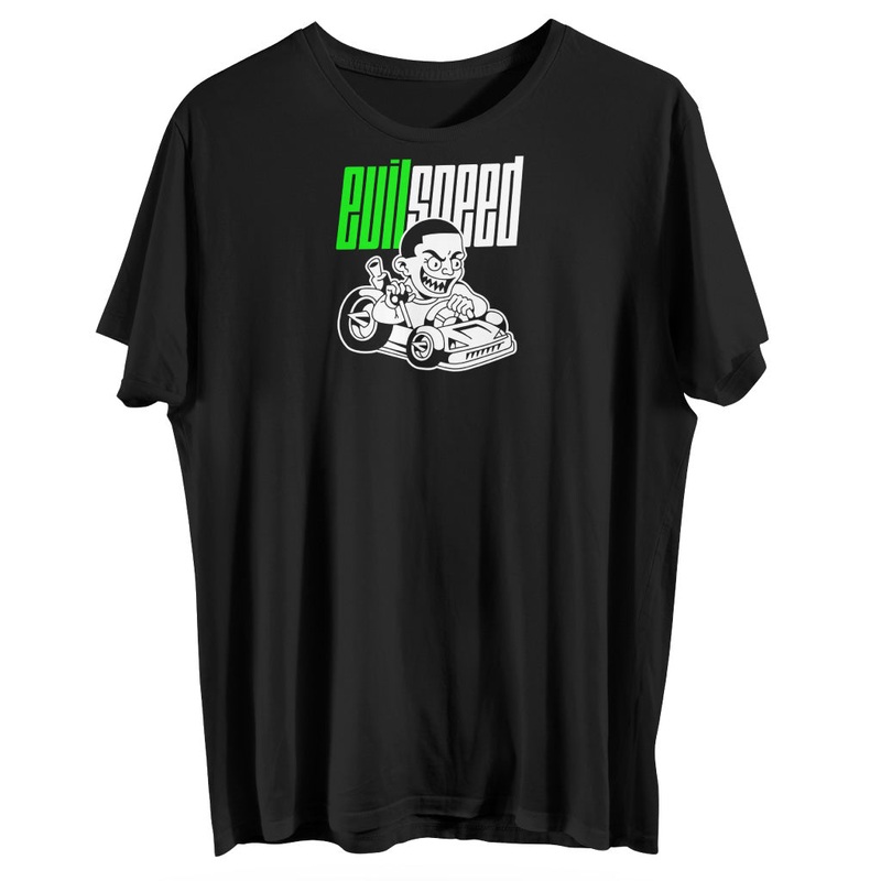 evilspeed T-Shirt - Lime Green/White Racer Logo - Black