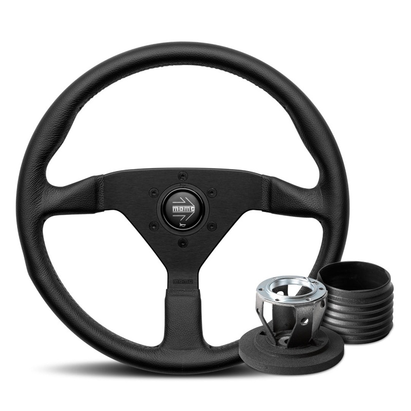 MOMO Montecarlo 350mm Steering Wheel & MOMO Honda Horn Button & Hub Adapter Boss Kit For Honda Civic CRX