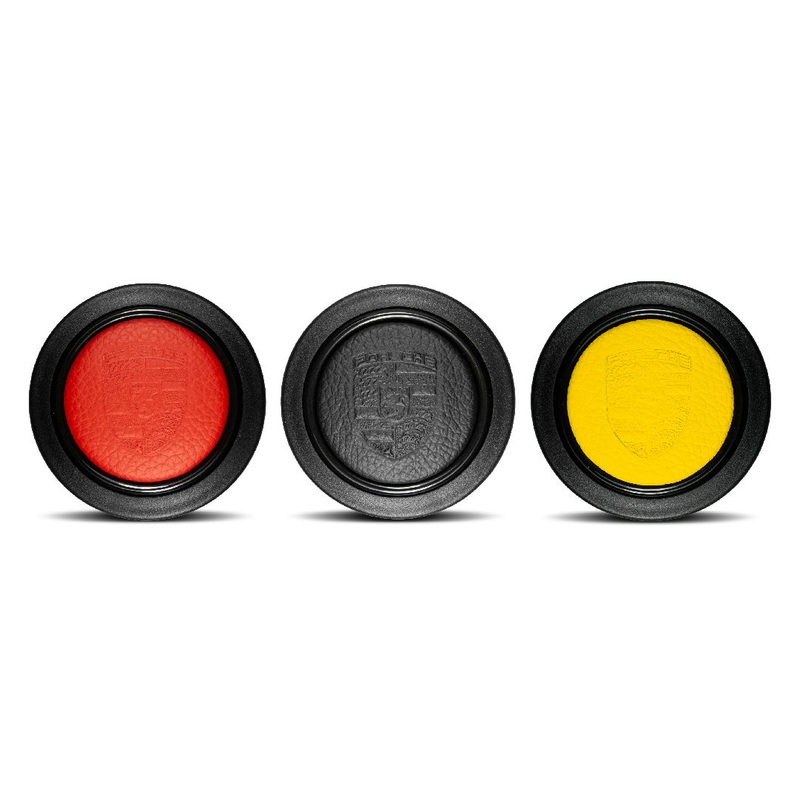 Porsche Grain Leather Horn Button Porsche Embossed Hand Punched Crest - Round Lip
