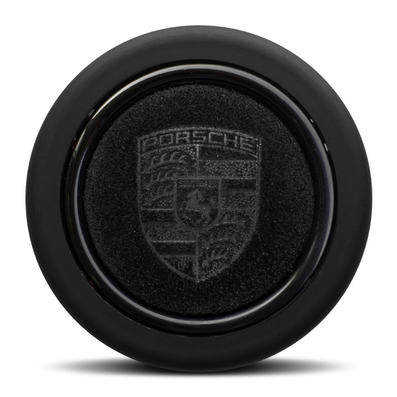 Porsche Suede Leather Horn Button Porsche Embossed Hand Punched Crest - Round Lip