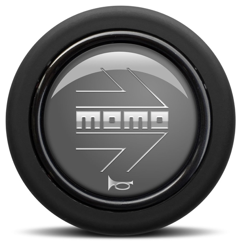 MOMO Horn Button - Glossy Anthracite Chromed Logo - Round Lip