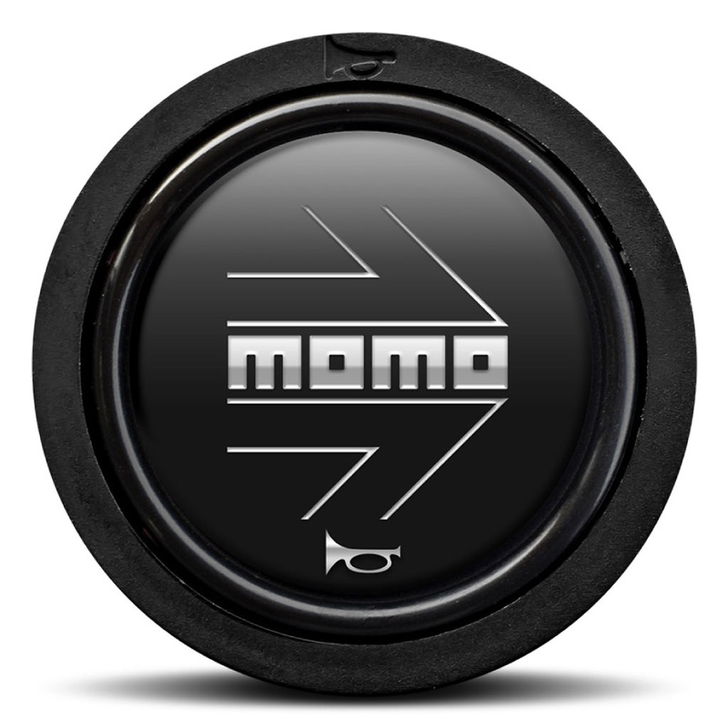 MOMO Horn Button - Matt Black Chromed Logo - Flat Lip - Flush Mount