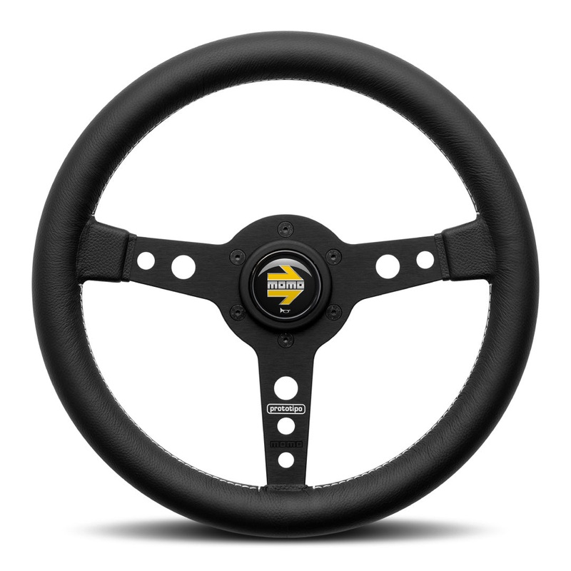 MOMO Prototipo Steering Wheel - Black Leather Black Spokes 320mm