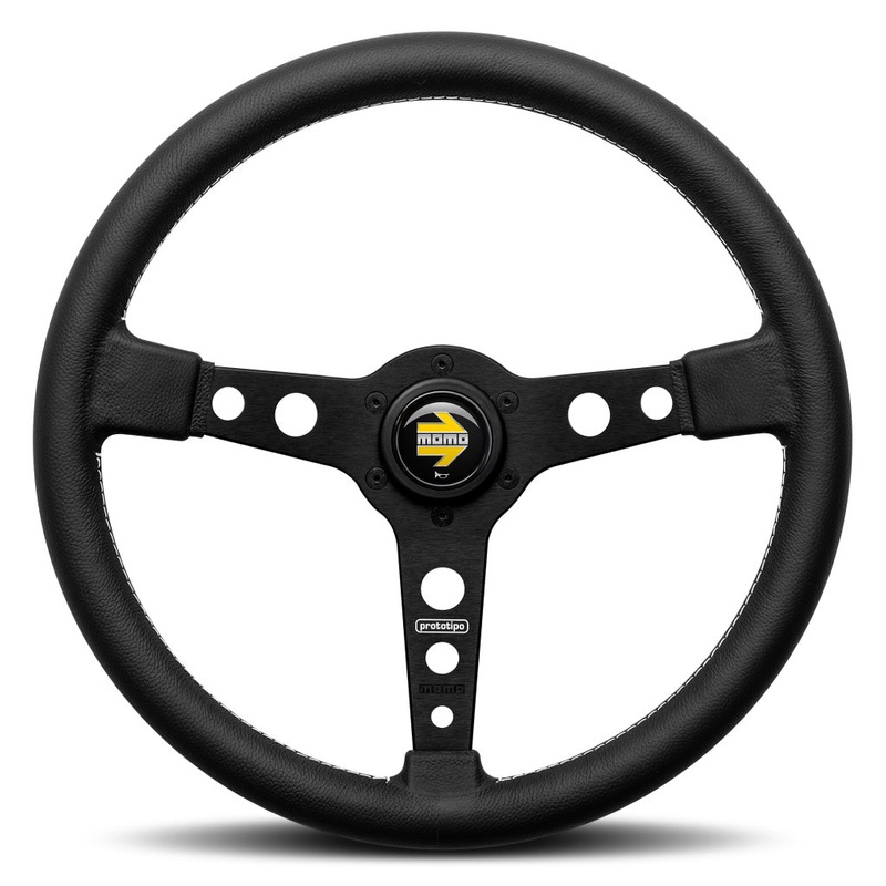 MOMO Prototipo Steering Wheel - Black Leather Black Spokes 370mm