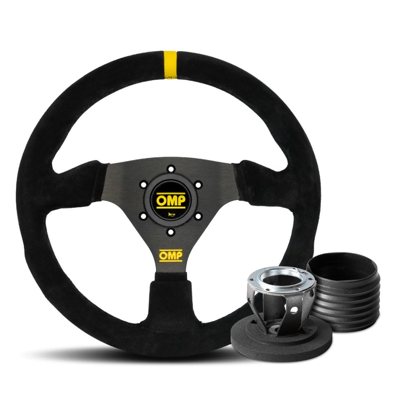 OMP Racing Targa Suede Steering Wheel & Hub Adapter Boss Kit For Renault Clio 172/182