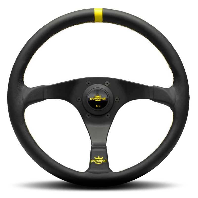 Personal Trophy Steering Wheel - Black Leather Black Spokes 350mm