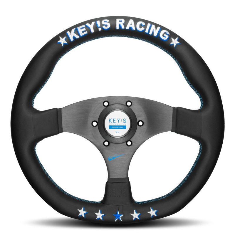 KEY'S Racing 5 Star 352R Anniversary Steering Wheel - Black Leather Black Spokes 325mm