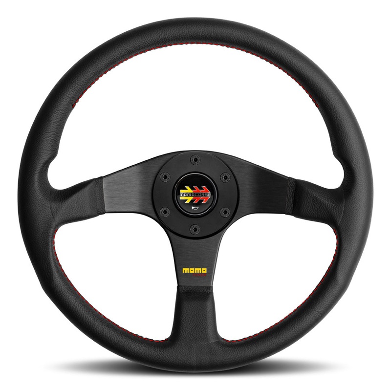 MOMO Corse Homage Steering Wheel - Black Leather Black Spokes 350 & 320mm