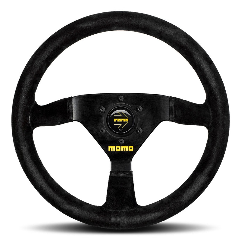MOMO Mod. 69 Steering Wheel - Black Suede Black Spokes 350mm