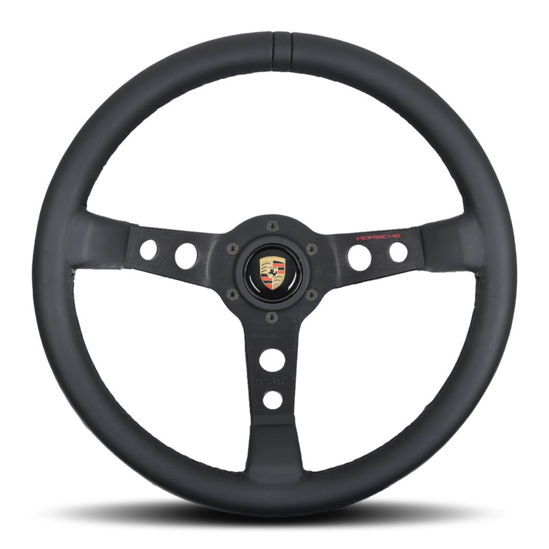 MOMO Porsche Classic Performance Steering Wheel - Black Leather Black Stitching Black Spokes 350mm - PCG34708410