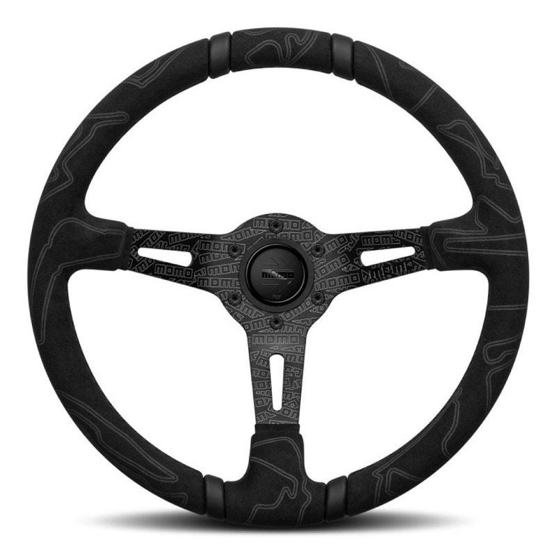 MOMO Ultra Black Edition Steering Wheel - Black Alcantara Black Spokes 350mm