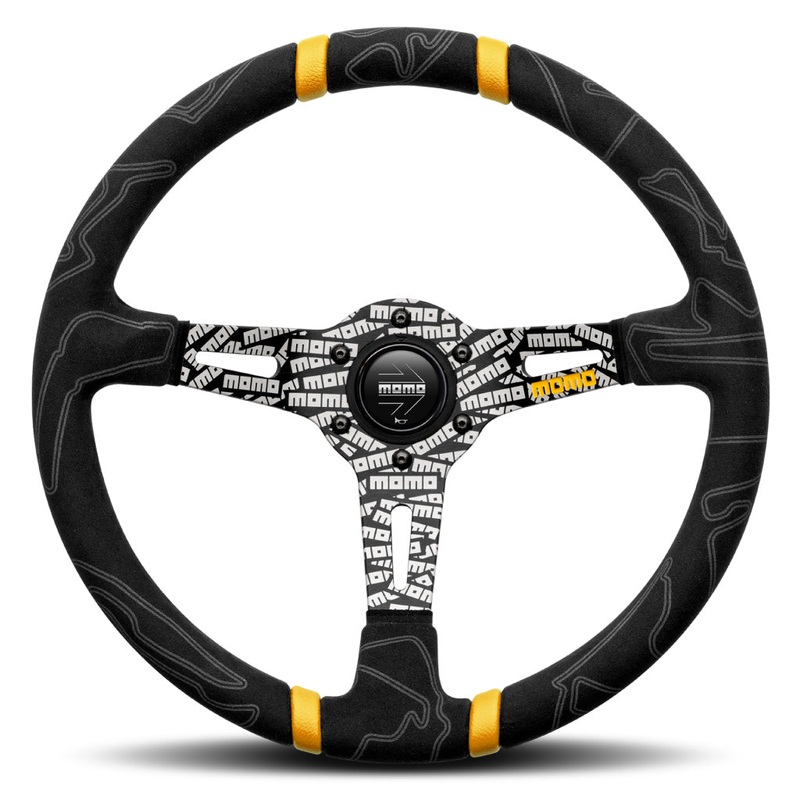 MOMO Ultra Steering Wheel - Black Alcantara Black Spokes 350mm