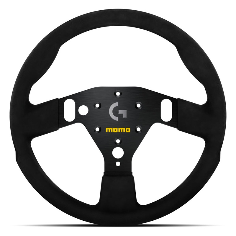 MOMO x Logitech Sim Racing SIM GT 320 Steering Wheel - Black Alcantara (Microfibre) Black Spokes 320mm