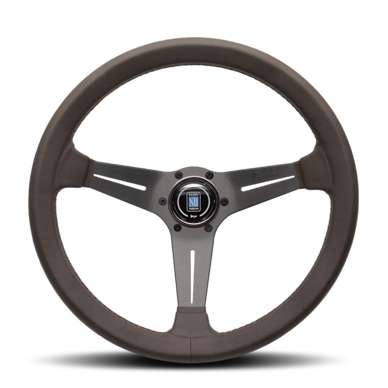 Nardi Deep Corn Revolution Steering Wheel - Brown Leather Brown Stitching Brown Spokes 350mm