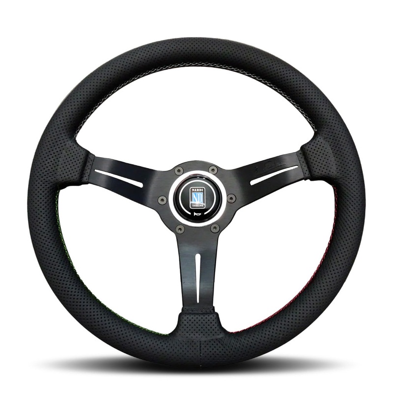 Nardi Deep Corn Steering Wheel - Black Airleather Italian 3-Sector Stitching Black Spokes 330mm