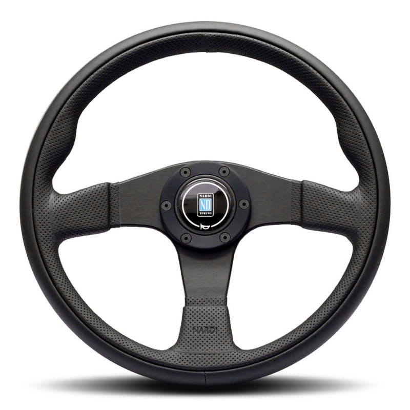 Nardi Twin Line Steering Wheel - Black Leather Black Spokes 350mm