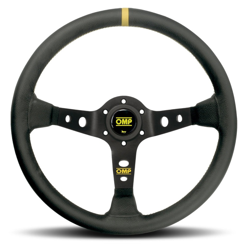 OMP Corsica Liscio Steering Wheel - Black Leather Black Spokes 350mm