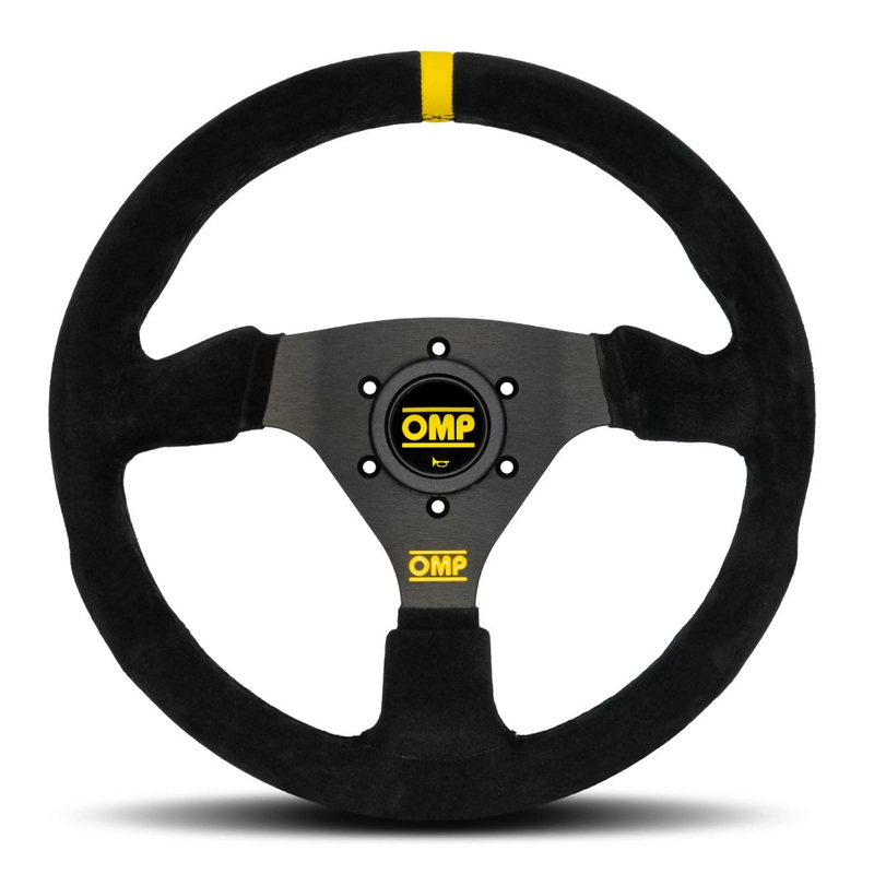 OMP Targa 330 Steering Wheel - Black Suede Black Spokes 330mm