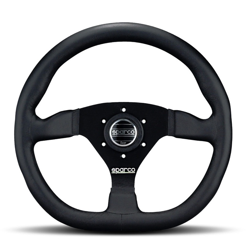 Sparco L360 Steering Wheel - Black Leather Black Spokes 330mm
