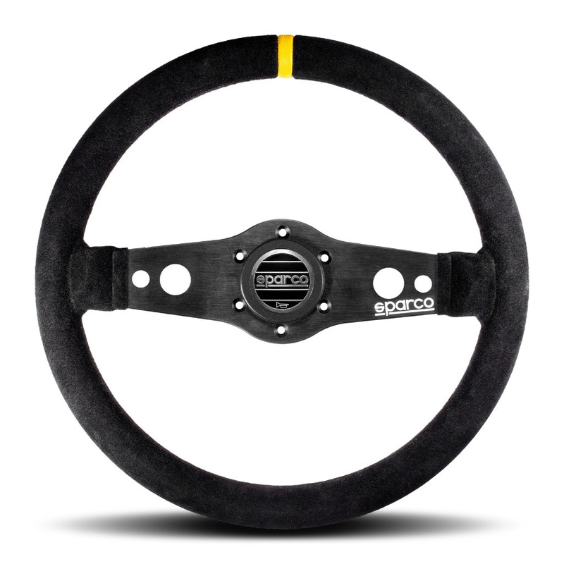 Sparco R215 Flat Two Spoke Steering Wheel - Black Suede Black Spokes 350mm