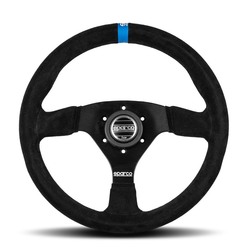 Sparco R383 Logo Steering Wheel - Black Suede Black Spokes 330mm