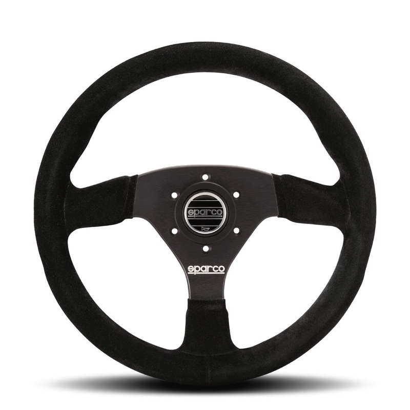 Sparco R383 Steering Wheel - Black Suede Black Spokes 330mm