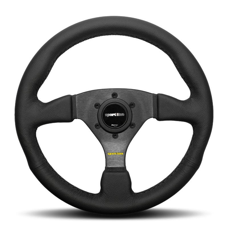 Sport Line Comfort Steering Wheel - Black Leather Black Spokes 330mm