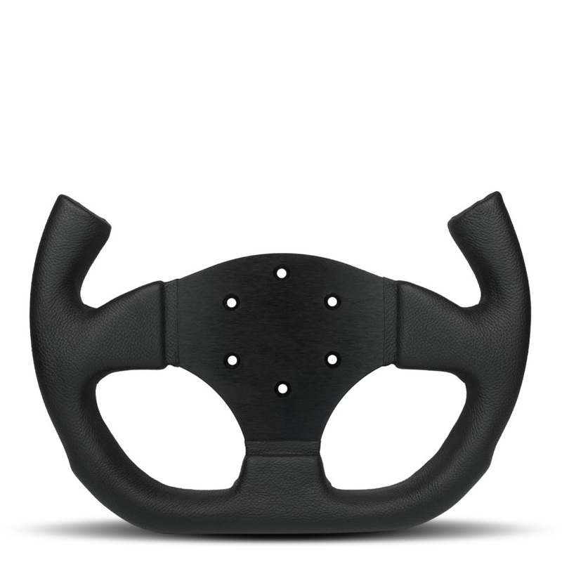 Sport Line Competition Steering Wheel - Black Leather Black Spokes Open-Top 300mm