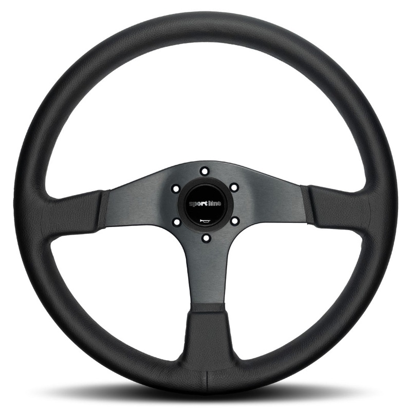 Sport Line Imola Steering Wheel - Black Leather Black Spokes 380mm